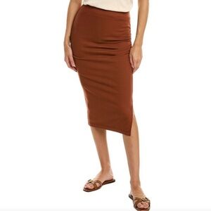 NEW Michael Stars Rae fitted skirt midi ribbed rust burnt orange modal stretch